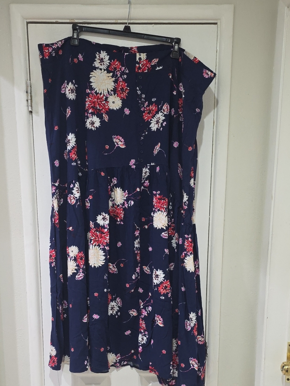 torrid Navy Floral Maxi Dress with Red & White Blooms